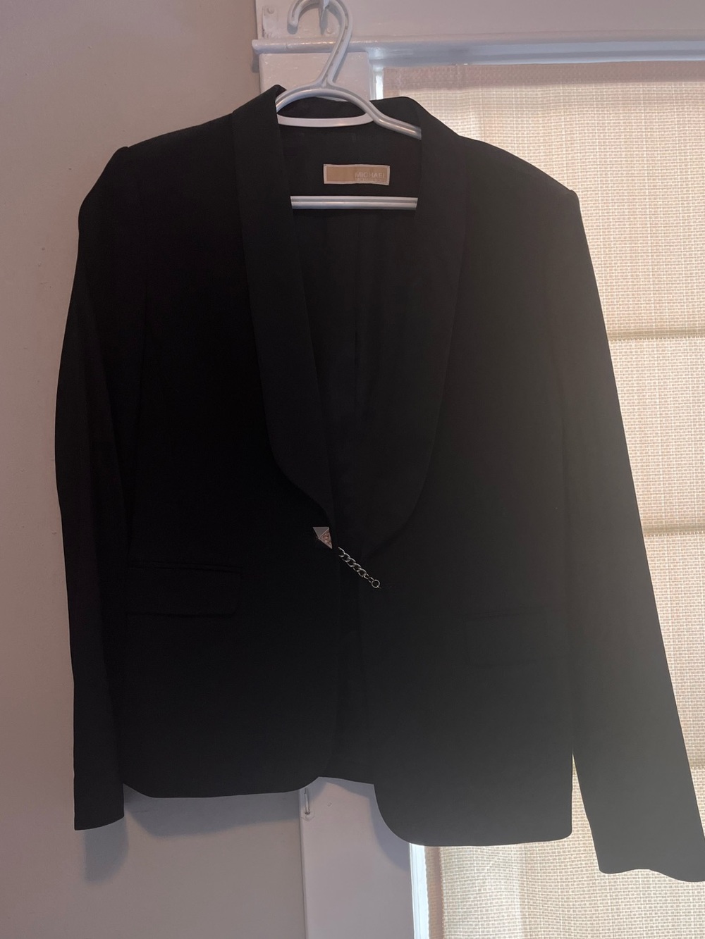 Michael Kors Black Shawl-Collar Chain-Closure Blazer